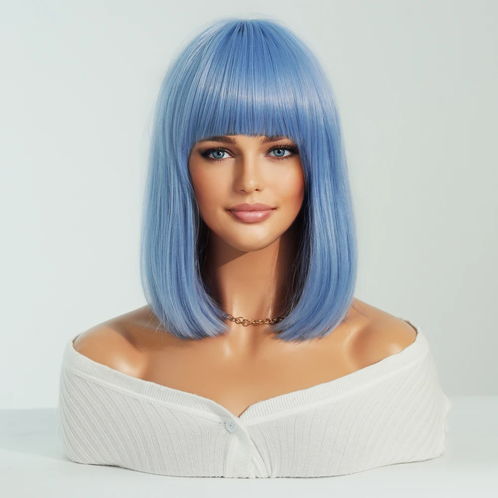 Perruque Bob Rose avec Frange pour Femme - 6