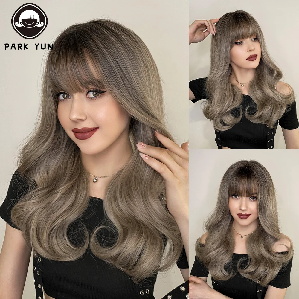 Perruque Bouclée Longue Blond Beige Gris