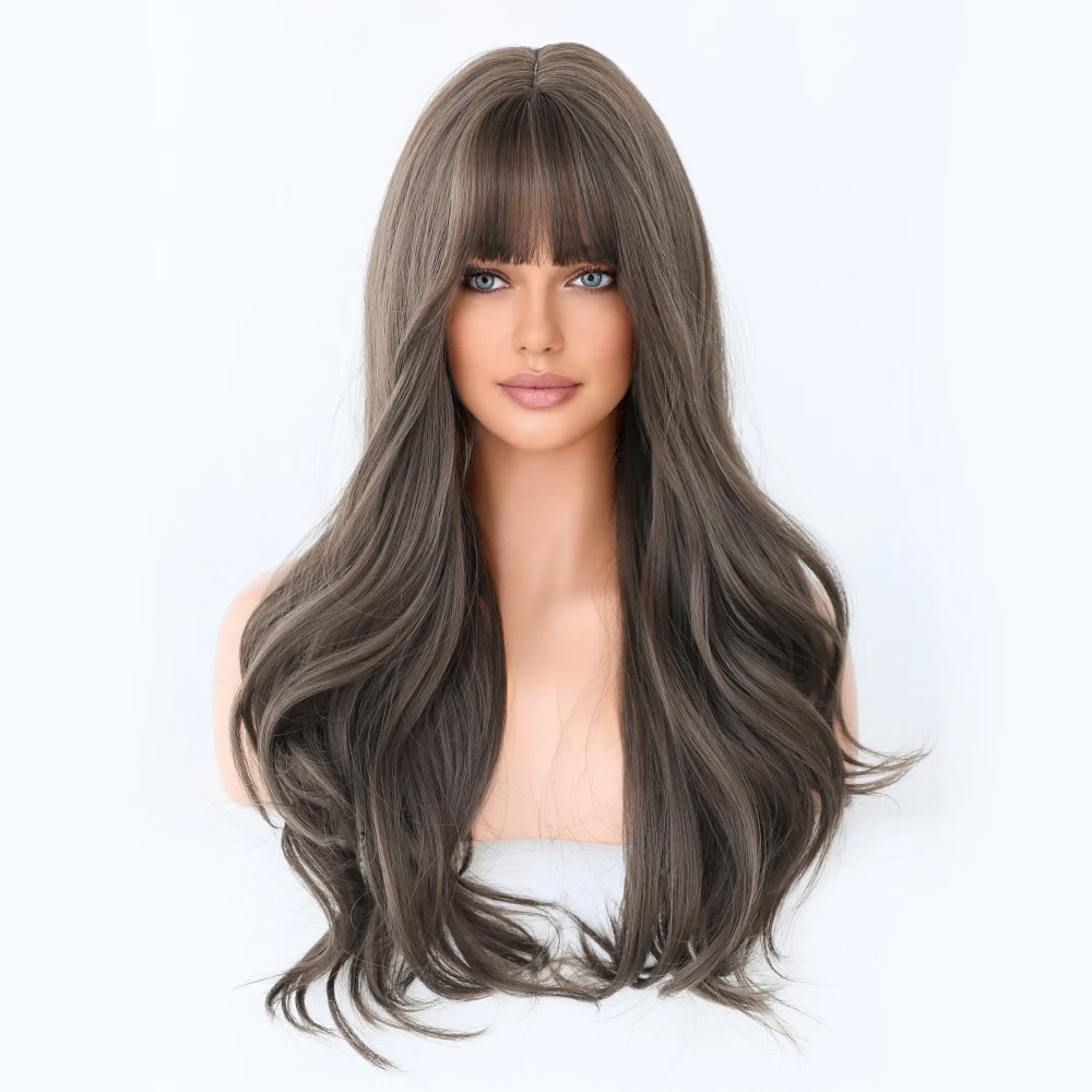 Perruque Longue Miel Flaxen avec Frange pour Femme - 7