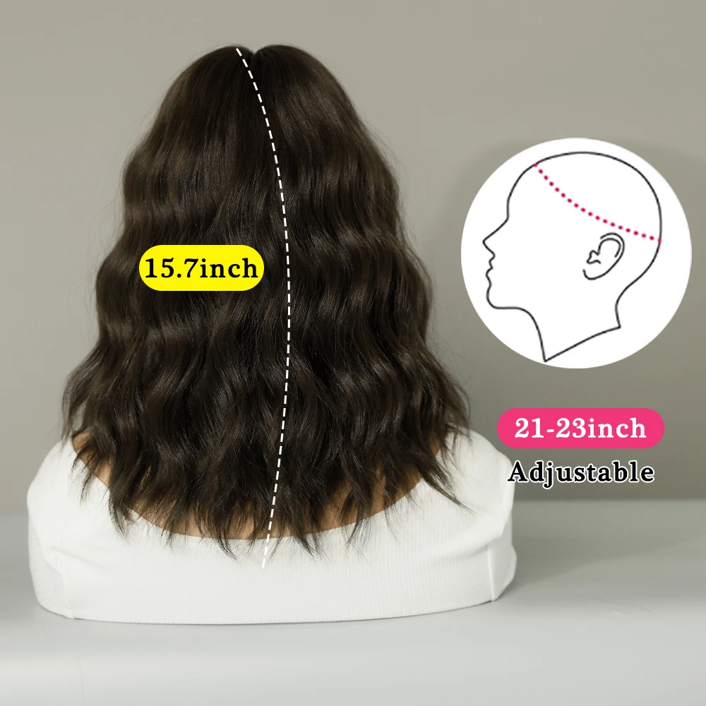 Perruque Courte Ondulée Noire et Beige pour Femme - 2