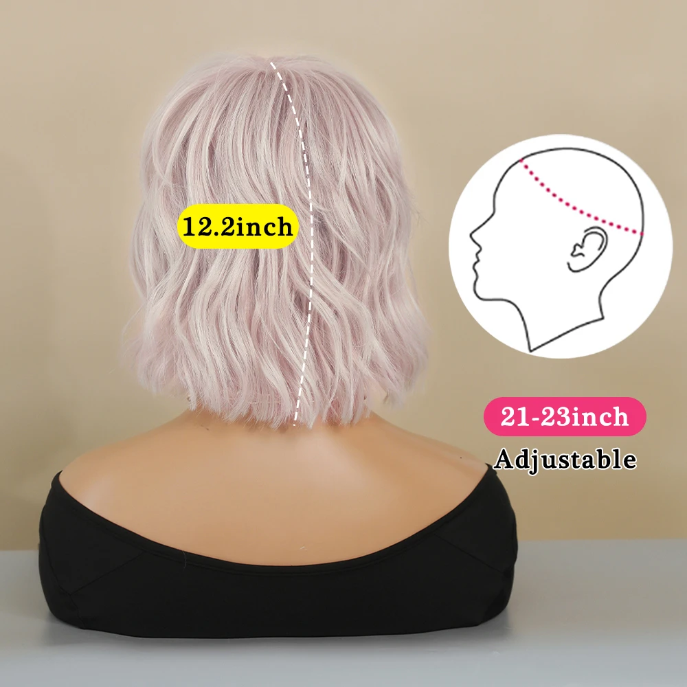Perruque Courte Argent Rose pour Femmes - 2