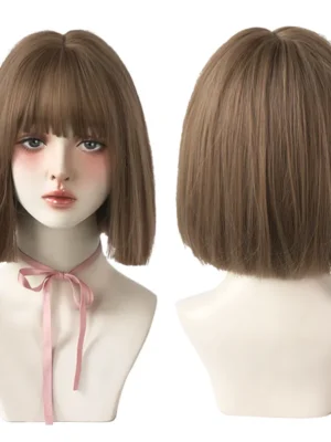Perruque Bob Courte Droite Brun Clair et Foncé pour Femme Perruque Bob Courte Droite Brun Clair et Foncé pour Femme