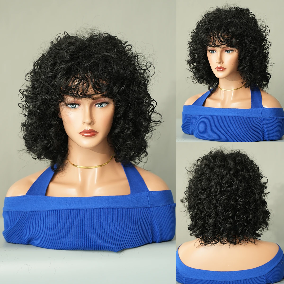 Perruque Courte Bouclée Blonde Miel pour Femmes Noires - 8