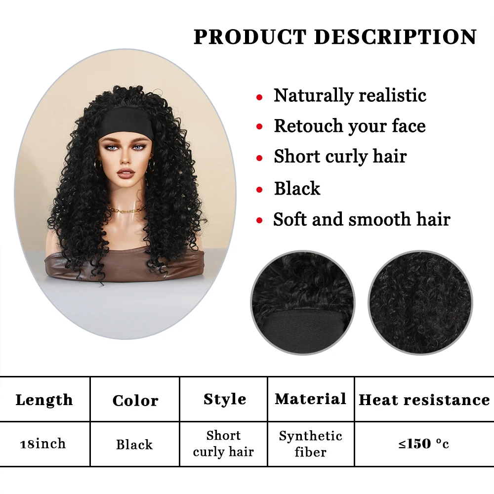 Perruque Cheveux Bouclés Noirs pour Femmes Noires - 5