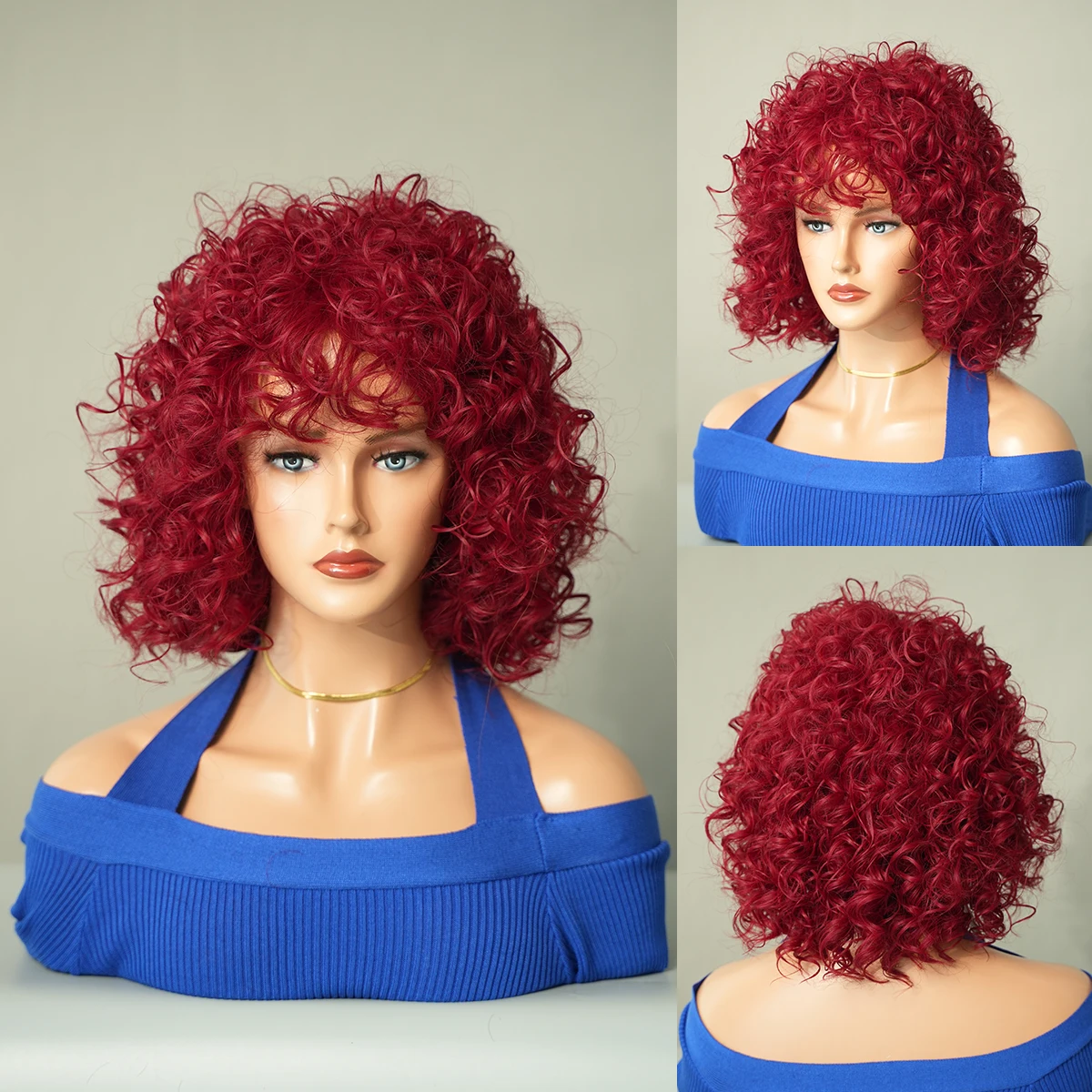 Perruque Courte Bouclée Blonde Miel pour Femmes Noires - 10