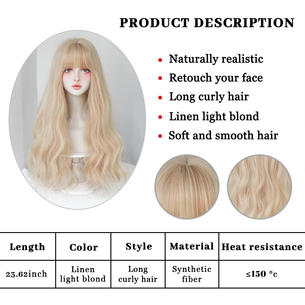 Perruque Longue Ondulée Blonde Dense - 4