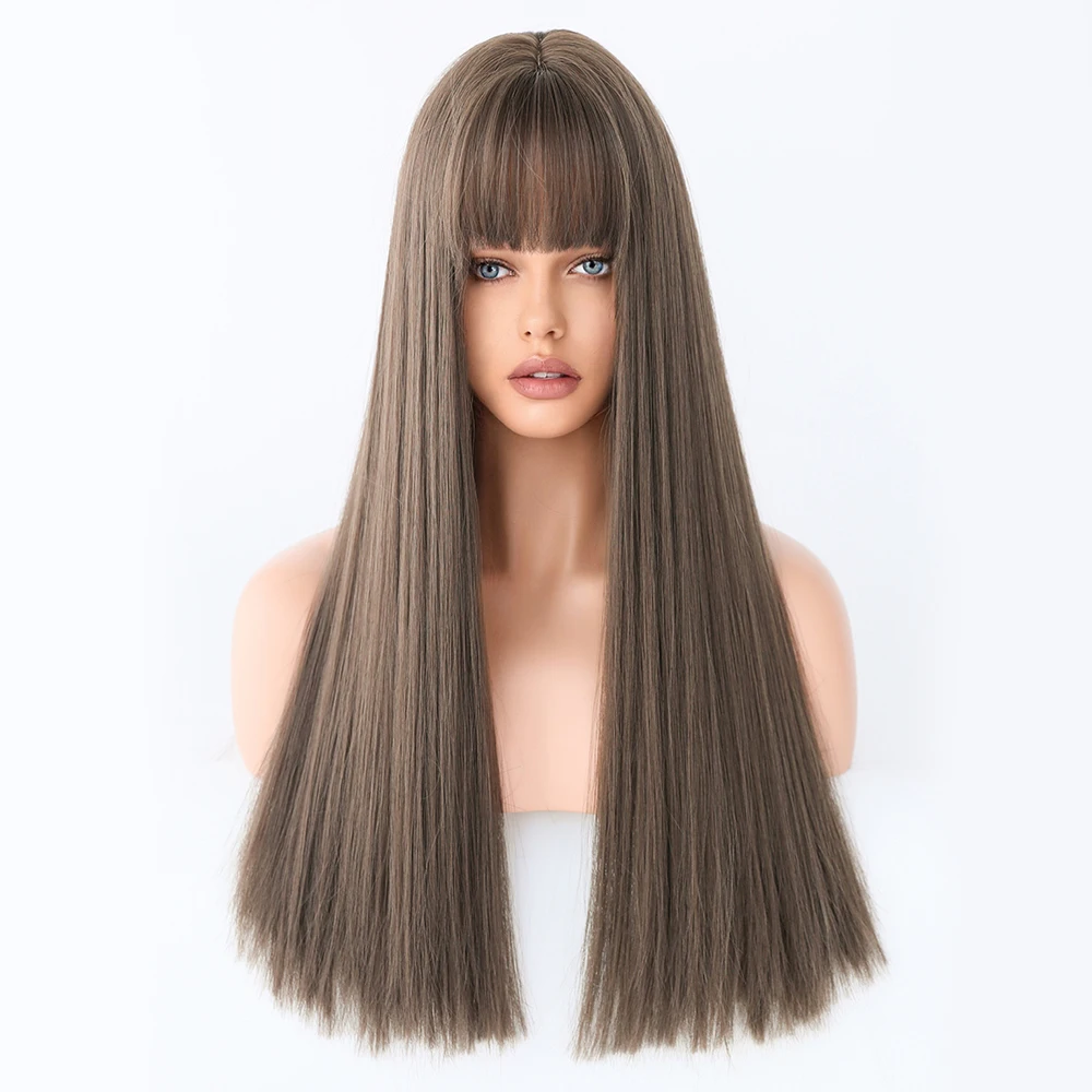 Perruque Longue Droite Flaxen Synthétique pour Femme - 19