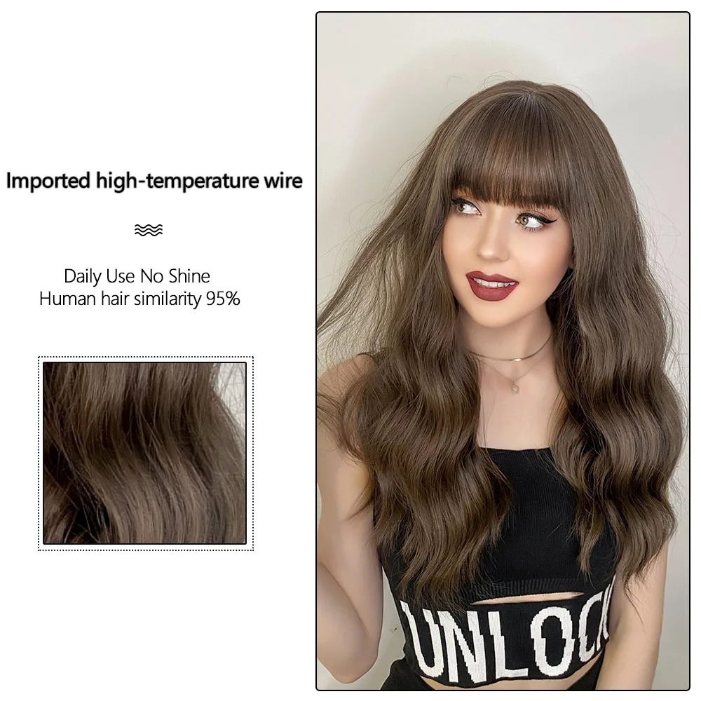 Perruque Blonde Ombrée Mi-Longue Ondulée pour Femme - 4