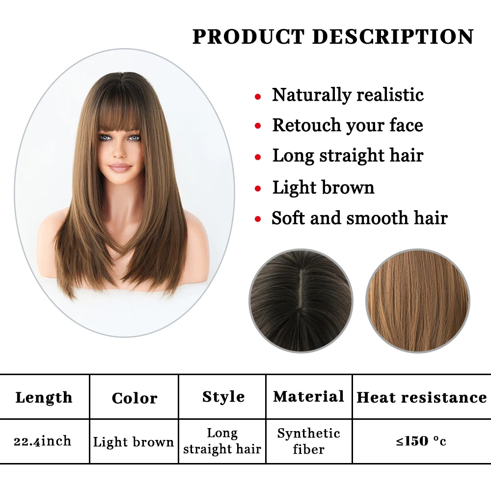 Perruque Longue Ombrée Brun-Blond Droite pour Femme - 1