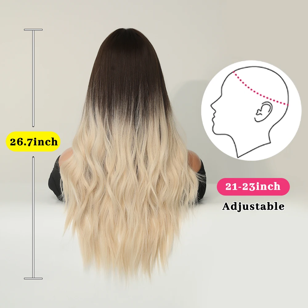 Perruque Longue Ondulée Blonde Mixte pour Femme - 3