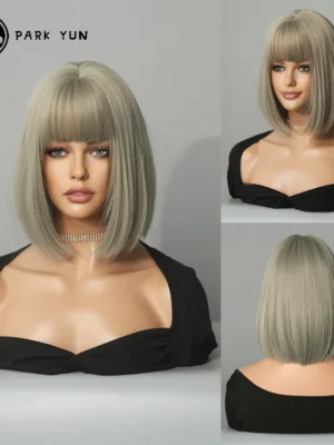 Perruque Courte Bob Beige Grise Perruque Courte Bob Beige Grise