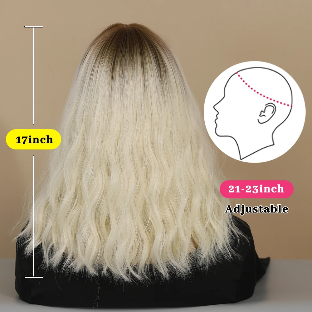 Perruque Femme Beige Blonde Légèrement Ondulée Mi-Longue - 4