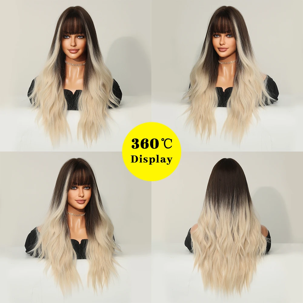 Perruque Longue Ondulée Blonde Mixte pour Femme - 1