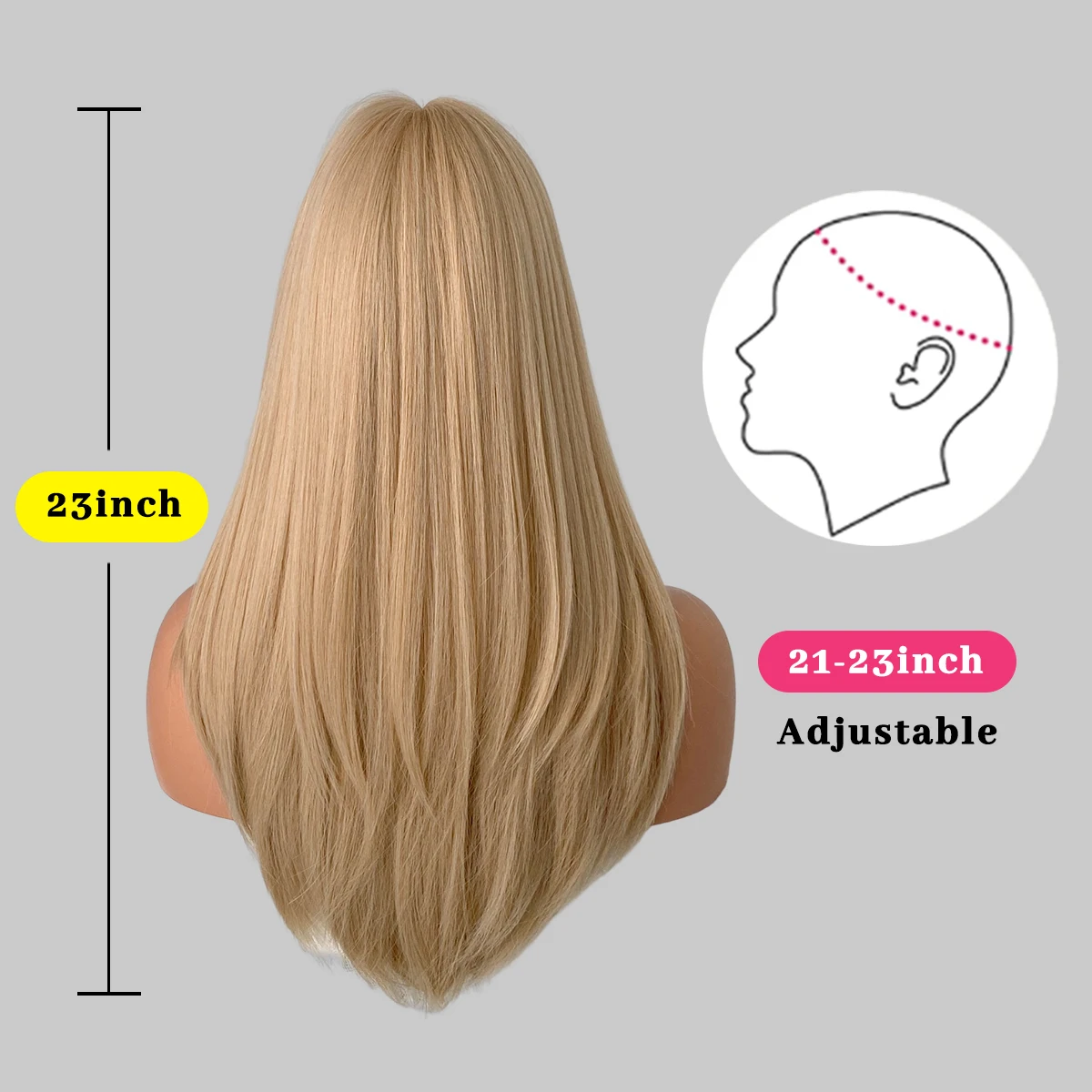 Perruque Blonde Longue Ondulée avec Frange pour Femme - 1
