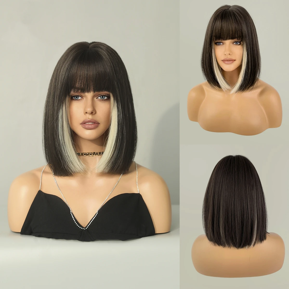 Perruque Courte Brun-Blond pour Femme - 11