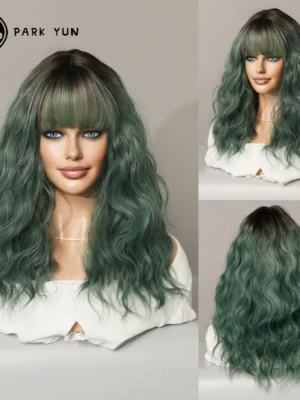 Perruque Verte Mi-longue avec Frange Perruque Verte Mi-longue avec Frange
