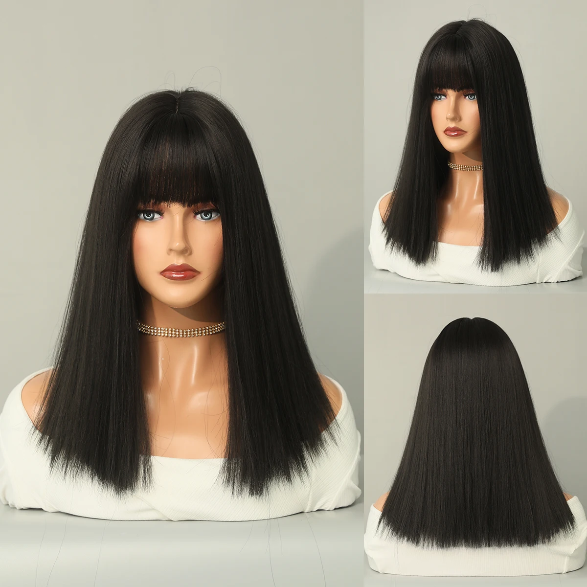 Perruque Blonde Longue Ondulée avec Frange pour Femme - 20