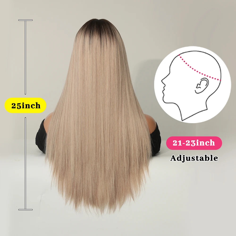 Perruque Longue Droite Blonde Champagne pour Femme - 5