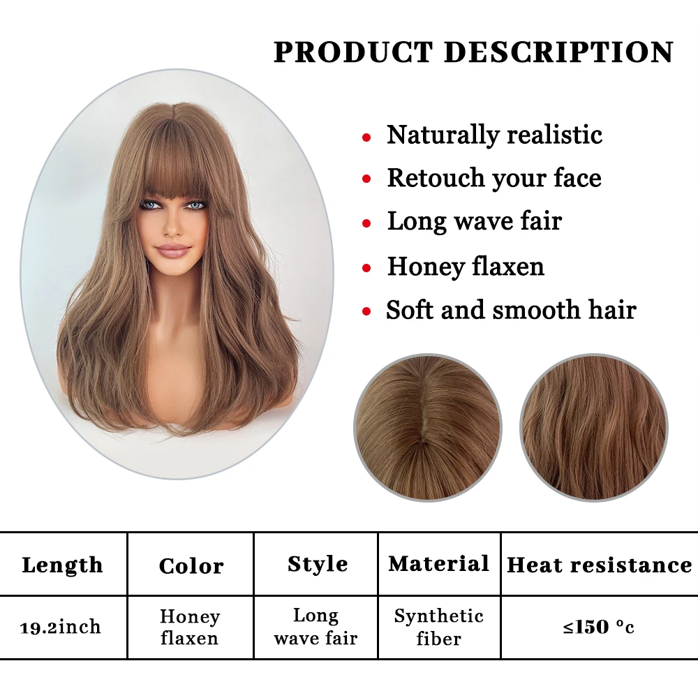 Perruque Longue Droite Marron Chocolat pour Femme - 4