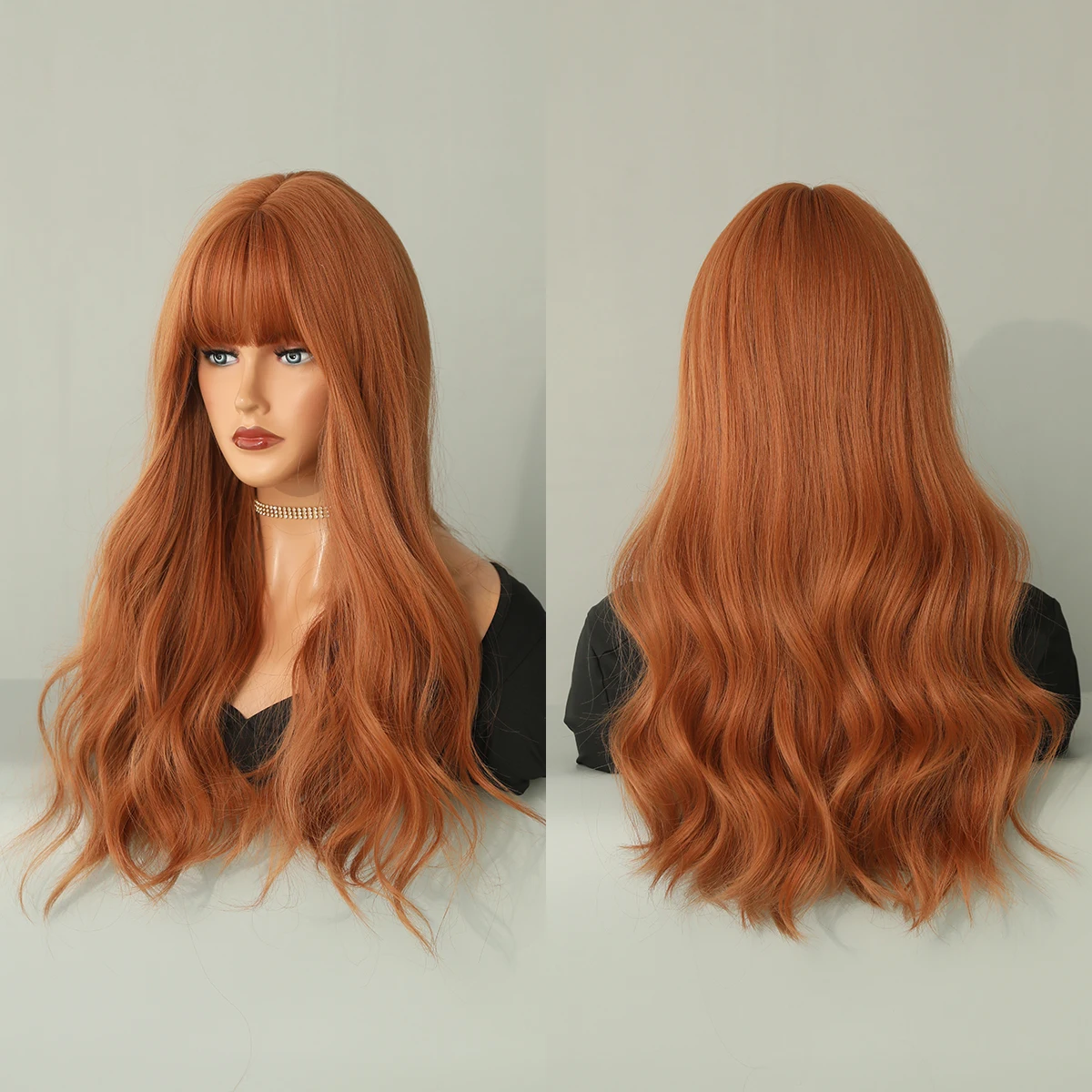 Perruque Blonde Longue Ondulée avec Frange pour Femme - 13