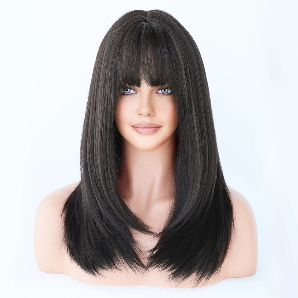Perruque Longue Blonde Ondulée avec Frange pour Femme - 17