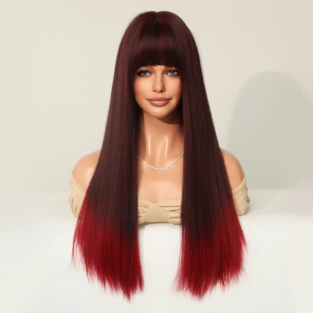 Perruque Longue Droite Flaxen Synthétique pour Femme - 11