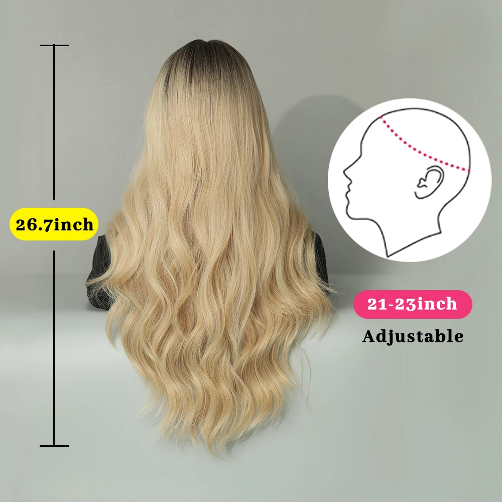 Perruque Femme Ombrée Blond Cendré avec Frange - 3