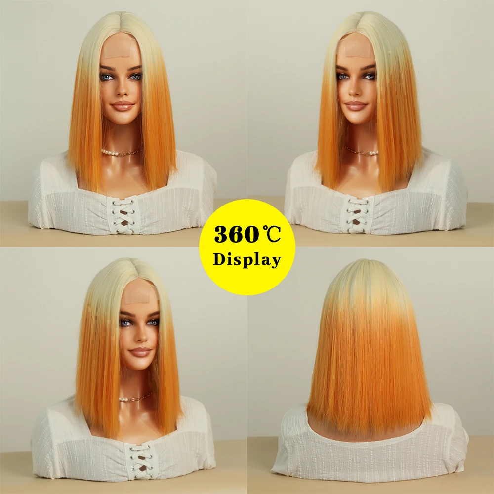 Perruque Blonde et Orange Courte - 1