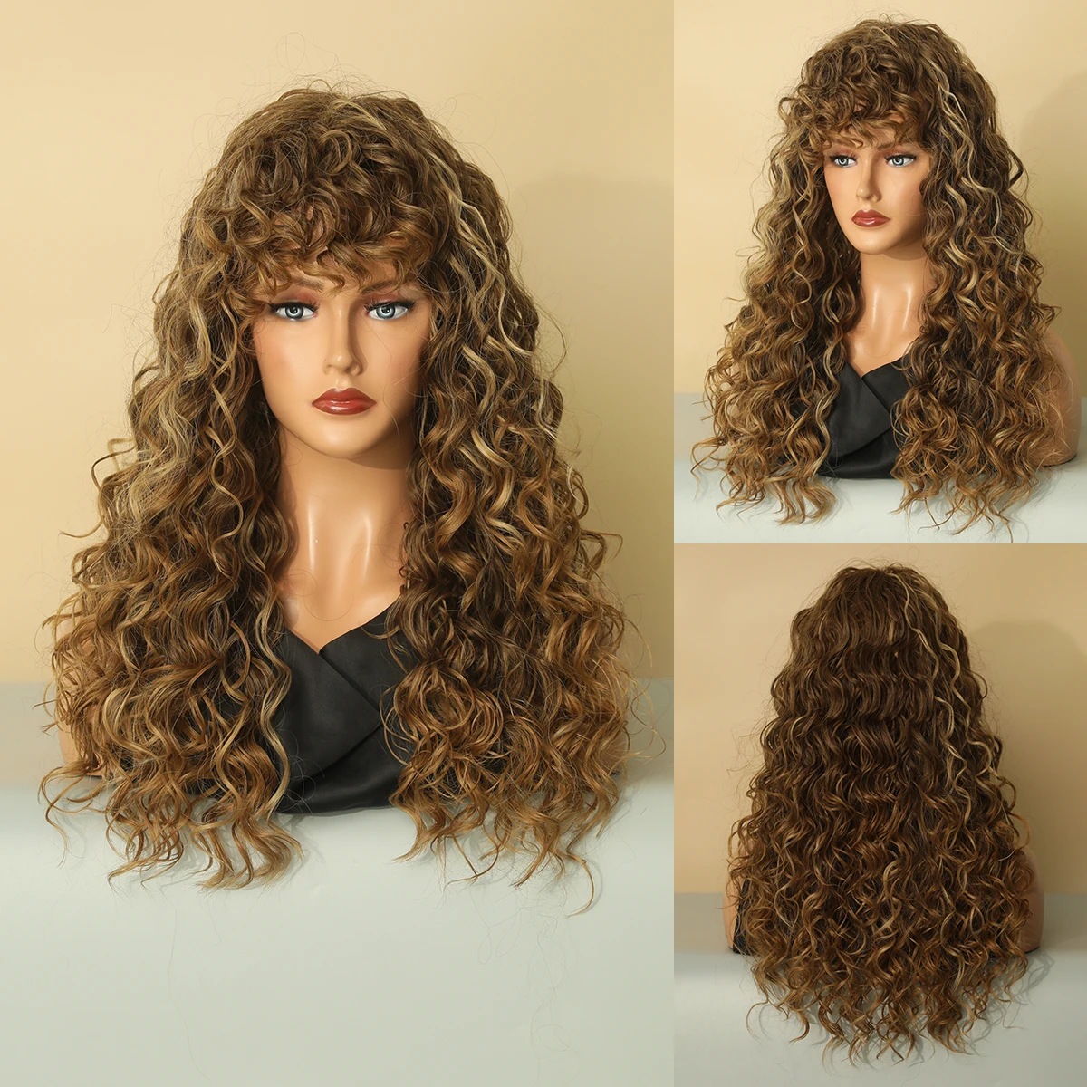 Perruque Courte Bouclée Blonde Miel pour Femmes Noires - 13