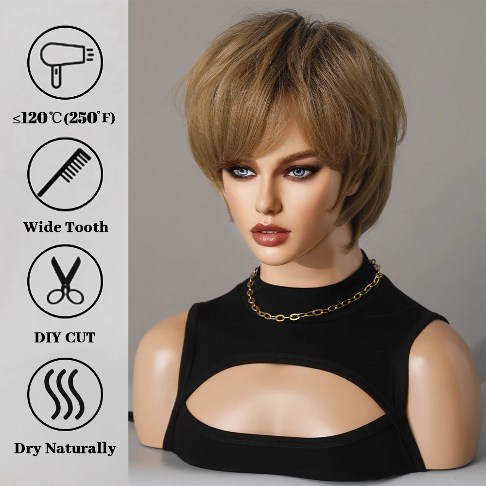Perruque Courte Brun-Blond pour Femme - 3
