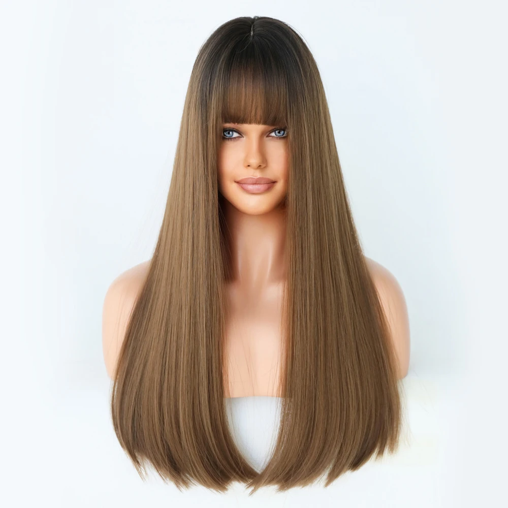 Perruque Longue Droite Flaxen Synthétique pour Femme - 17