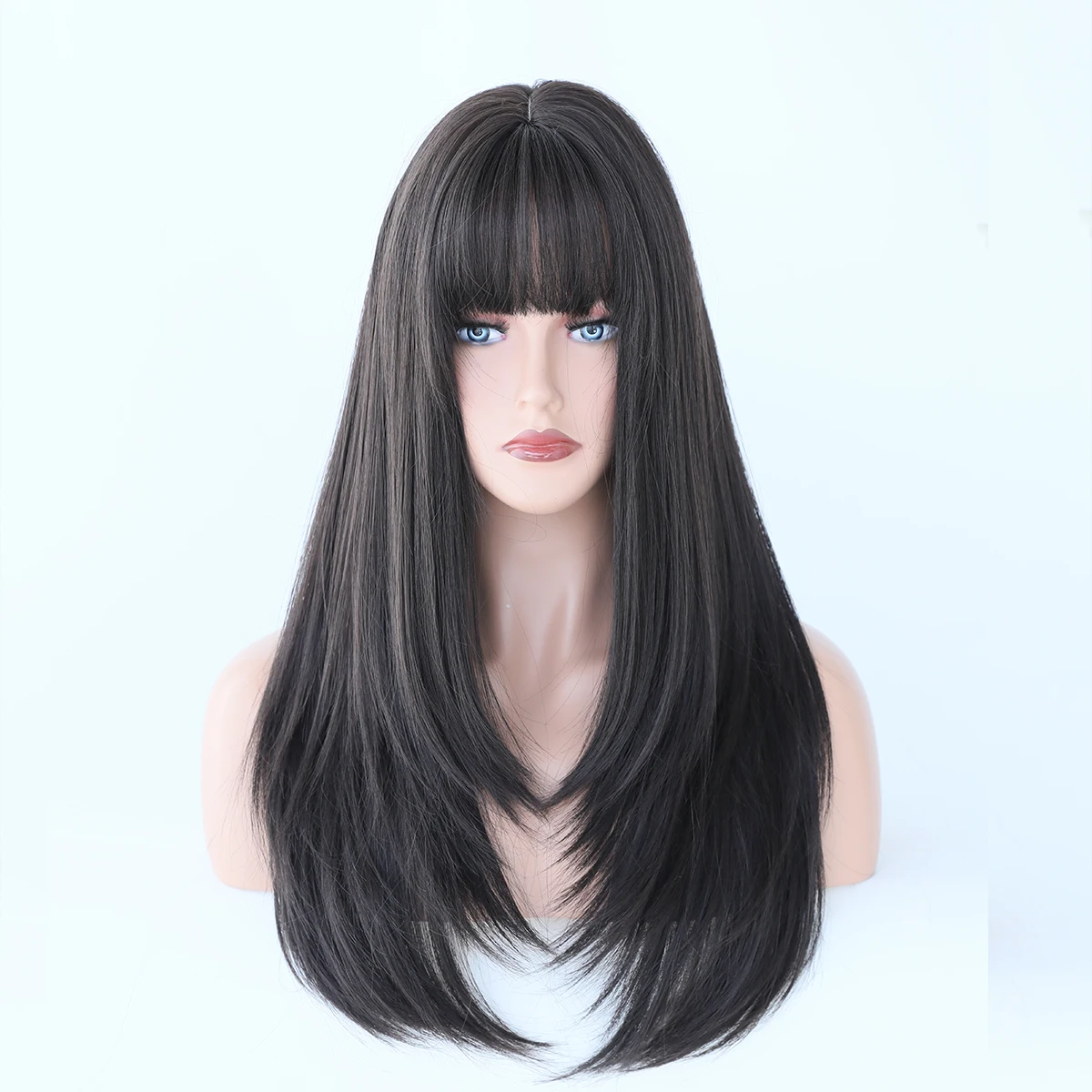 Perruque Longue Blonde Ondulée avec Frange pour Femme - 22