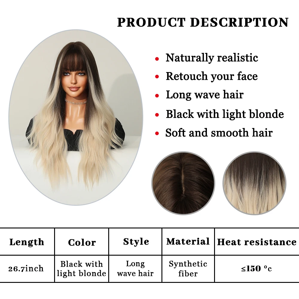 Perruque Longue Ondulée Blonde Mixte pour Femme - 4