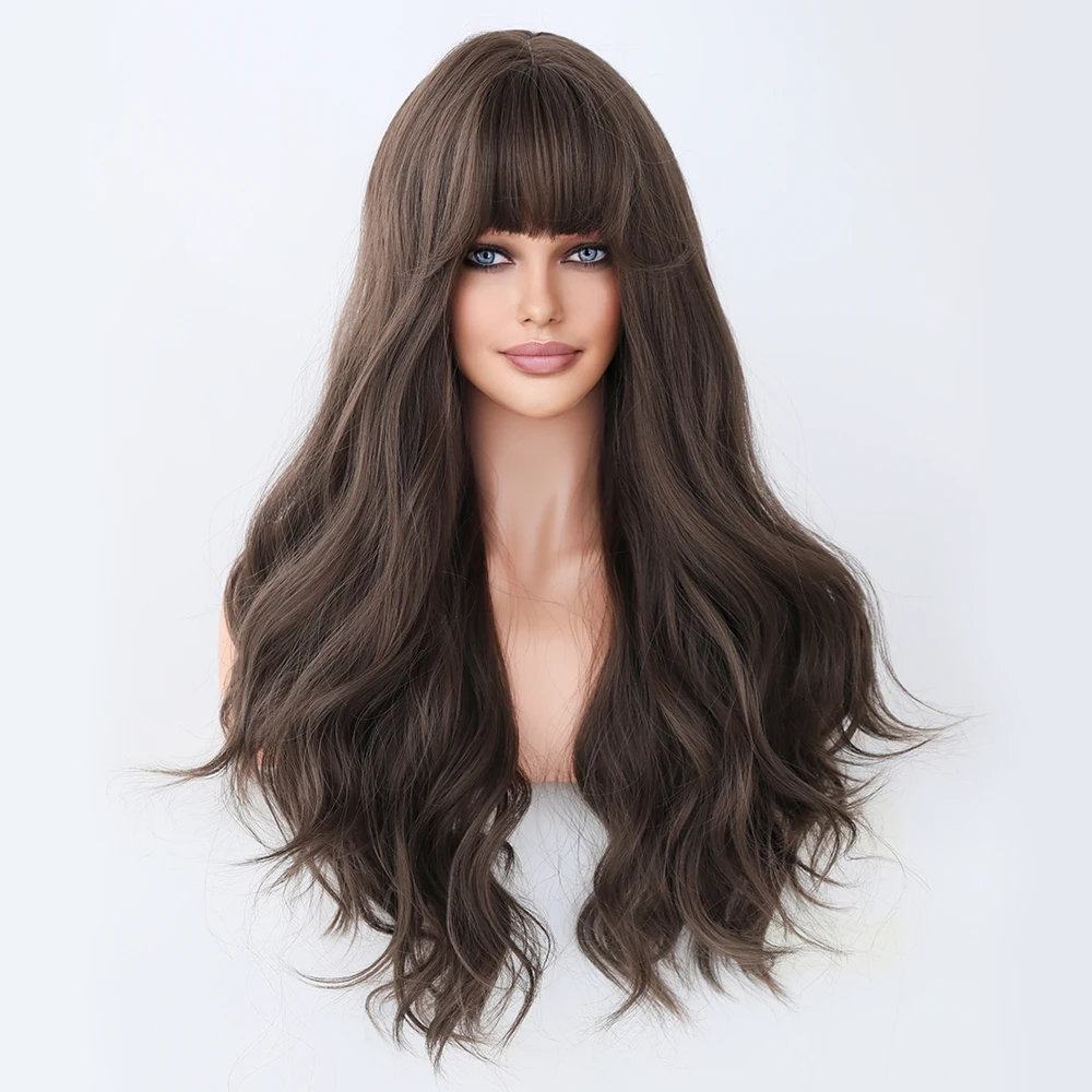 Perruque Femme Ombrée Blond Cendré avec Frange - 8