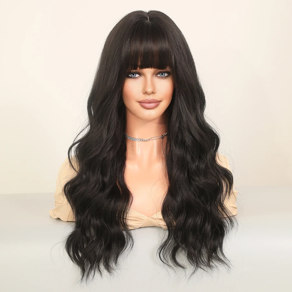 Perruque Noire Naturelle Longue Ondulée pour Femme - 2