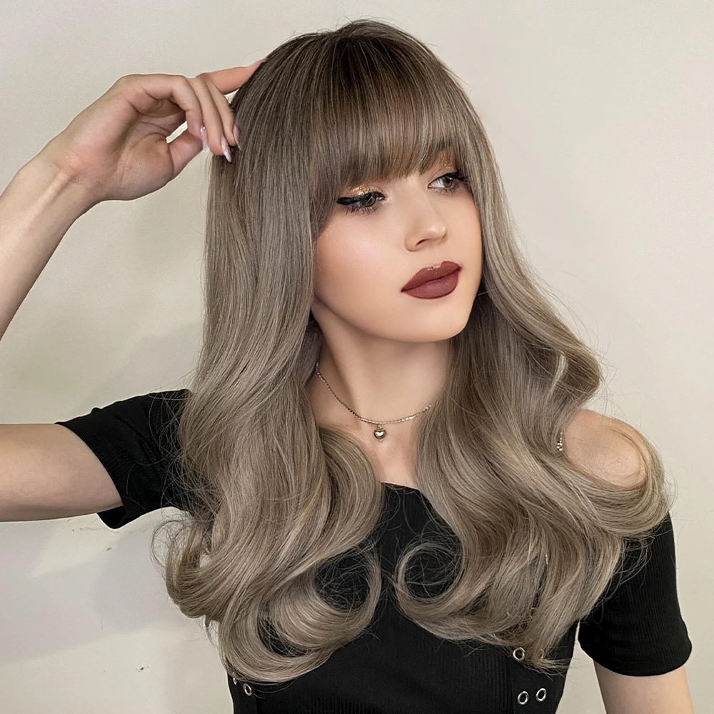 Perruque Bouclée Longue Blond Beige Gris - 5