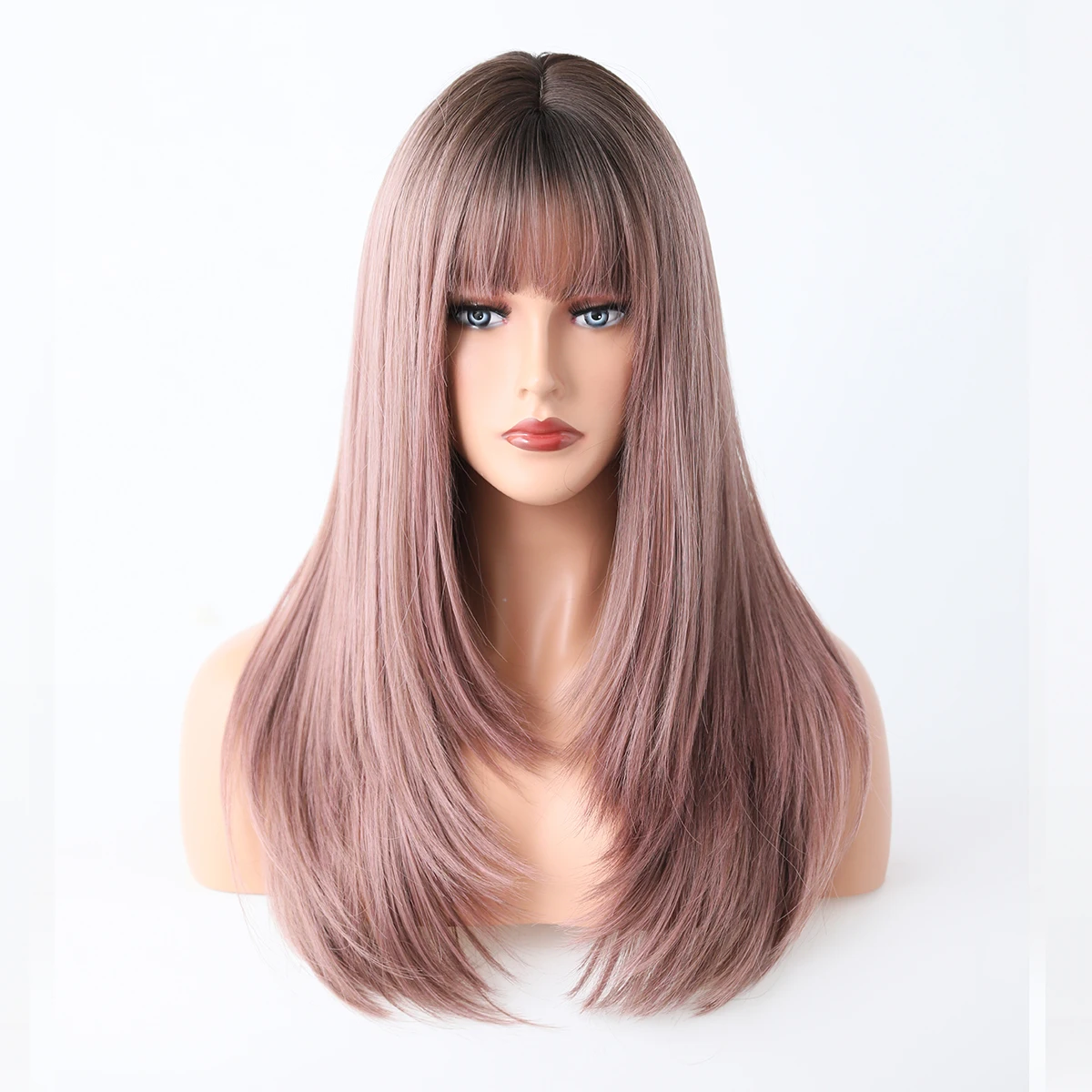 Perruque Longue Blonde Ondulée avec Frange pour Femme - 15