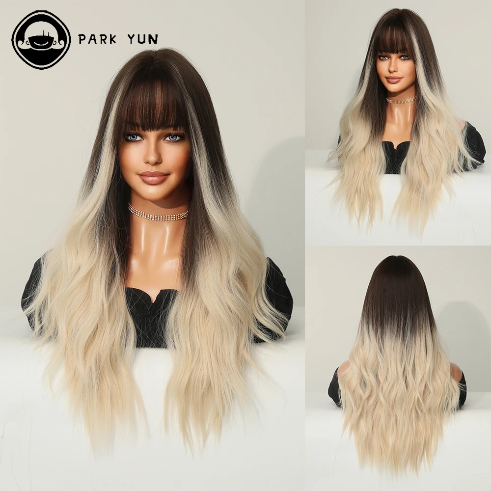 Perruque Longue Ondulée Blonde Mixte pour Femme