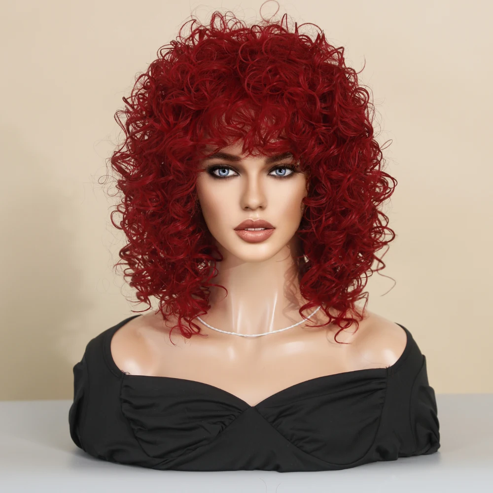Perruque Courte Bouclée Noire Naturelle pour Femme - 9