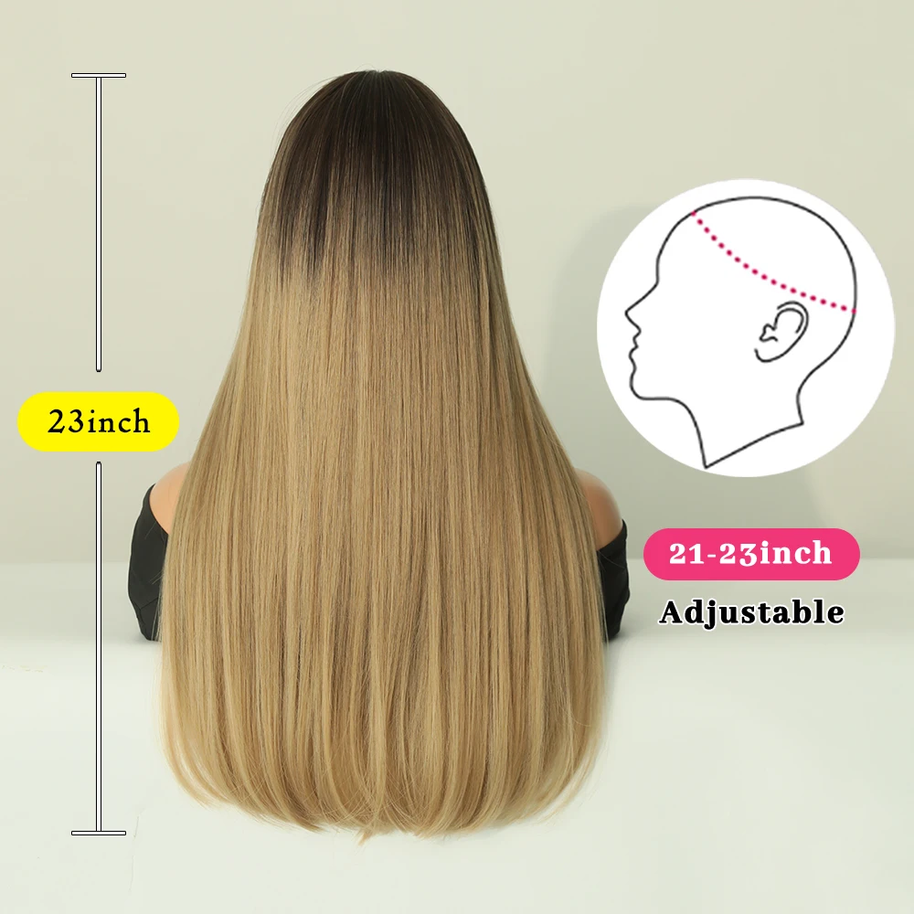 Perruque Longue Droite Flaxen Synthétique pour Femme - 1