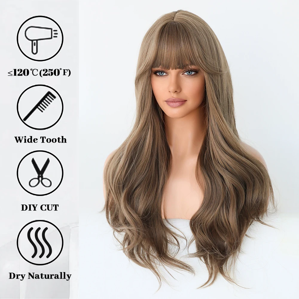 Perruque Longue Miel Flaxen avec Frange pour Femme - 4