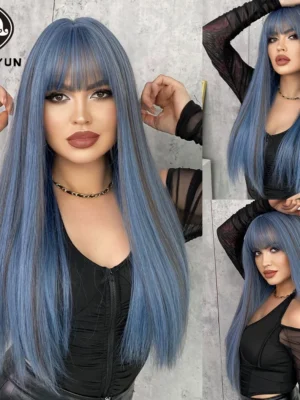 Perruque Bleue Sirène Longue et Droite Perruque Bleue Sirène Longue et Droite