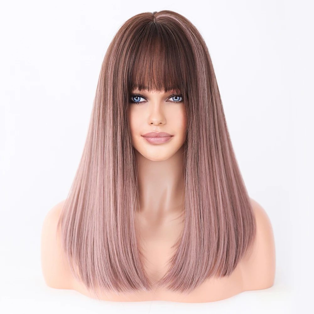Perruque Longue Blonde Ondulée avec Frange pour Femme - 21