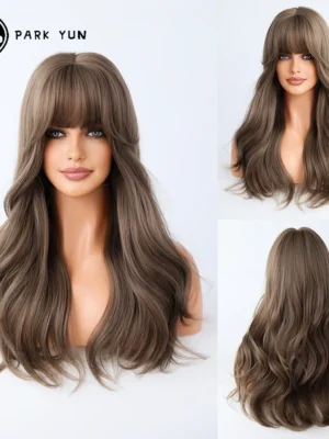 Perruque Brun Foncé Longue Bouclée avec Frange Latérale pour Usage Quotidien Perruque Brun Foncé Longue Bouclée avec Frange Latérale pour Usage Quotidien