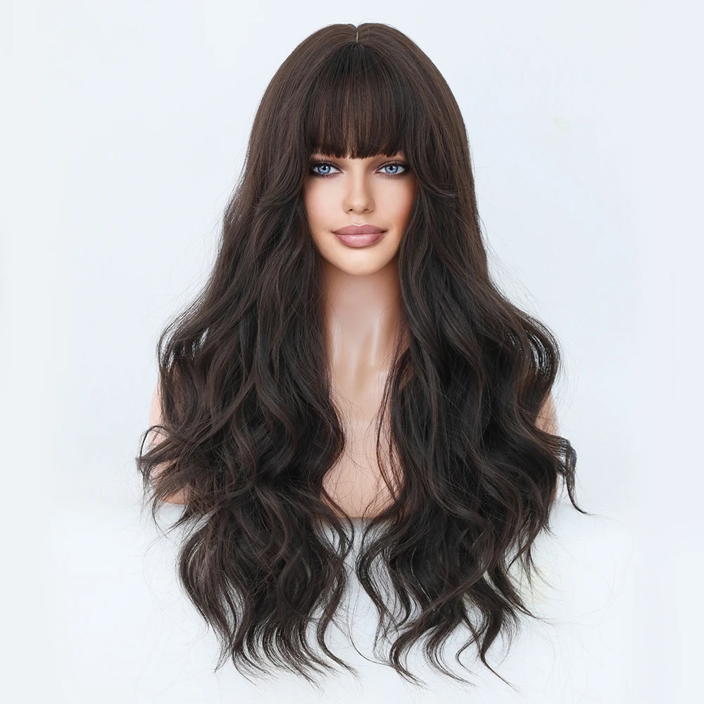 Perruque Femme Ombrée Blond Cendré avec Frange - 7