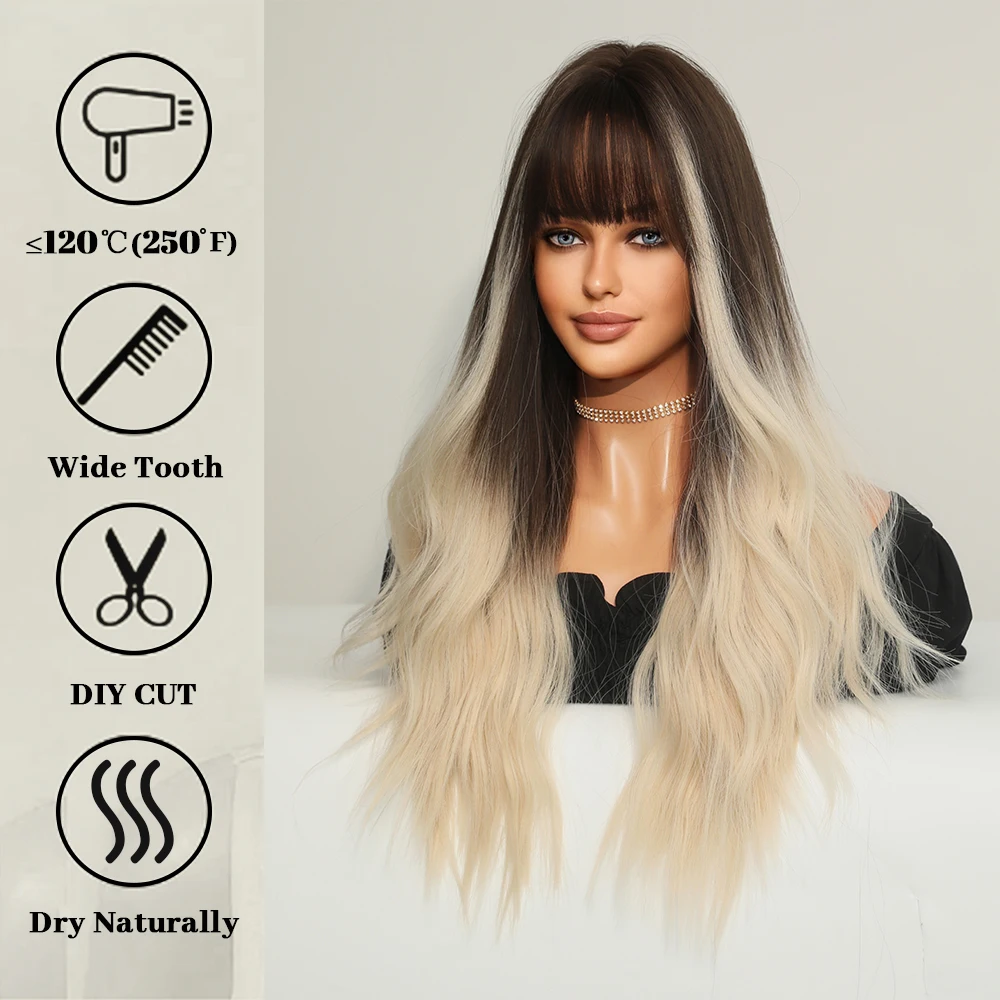 Perruque Longue Ondulée Blonde Mixte pour Femme - 2