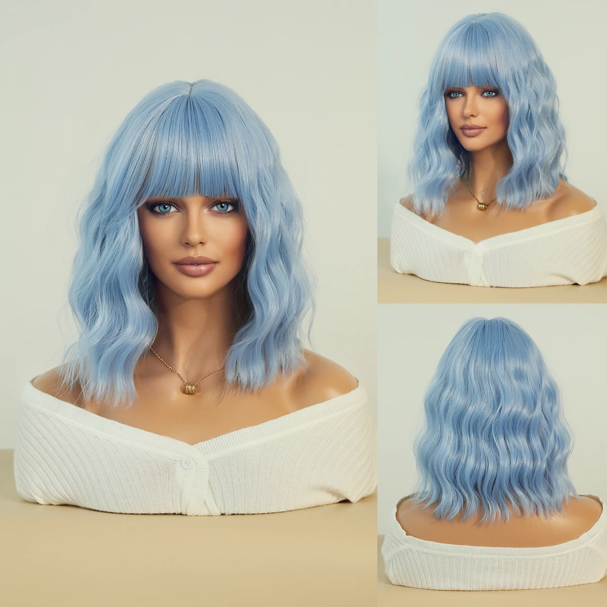 Perruque Longue Droite Bleue pour Femme - 14
