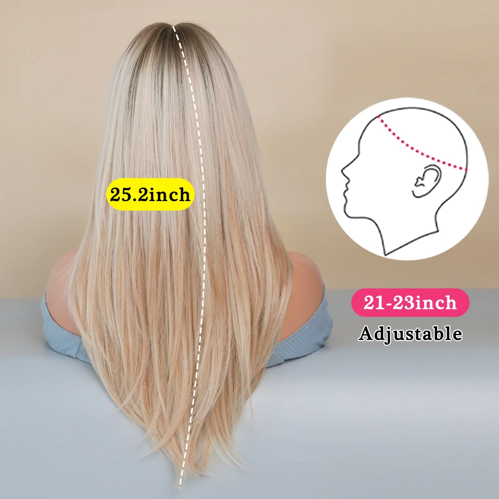 Perruque Longue Blonde Ondulée avec Frange pour Femme - 2