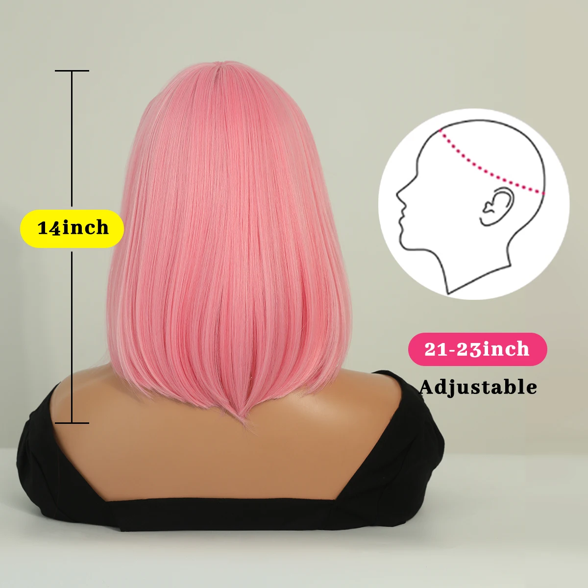 Perruque Bob Rose avec Frange pour Femme - 2