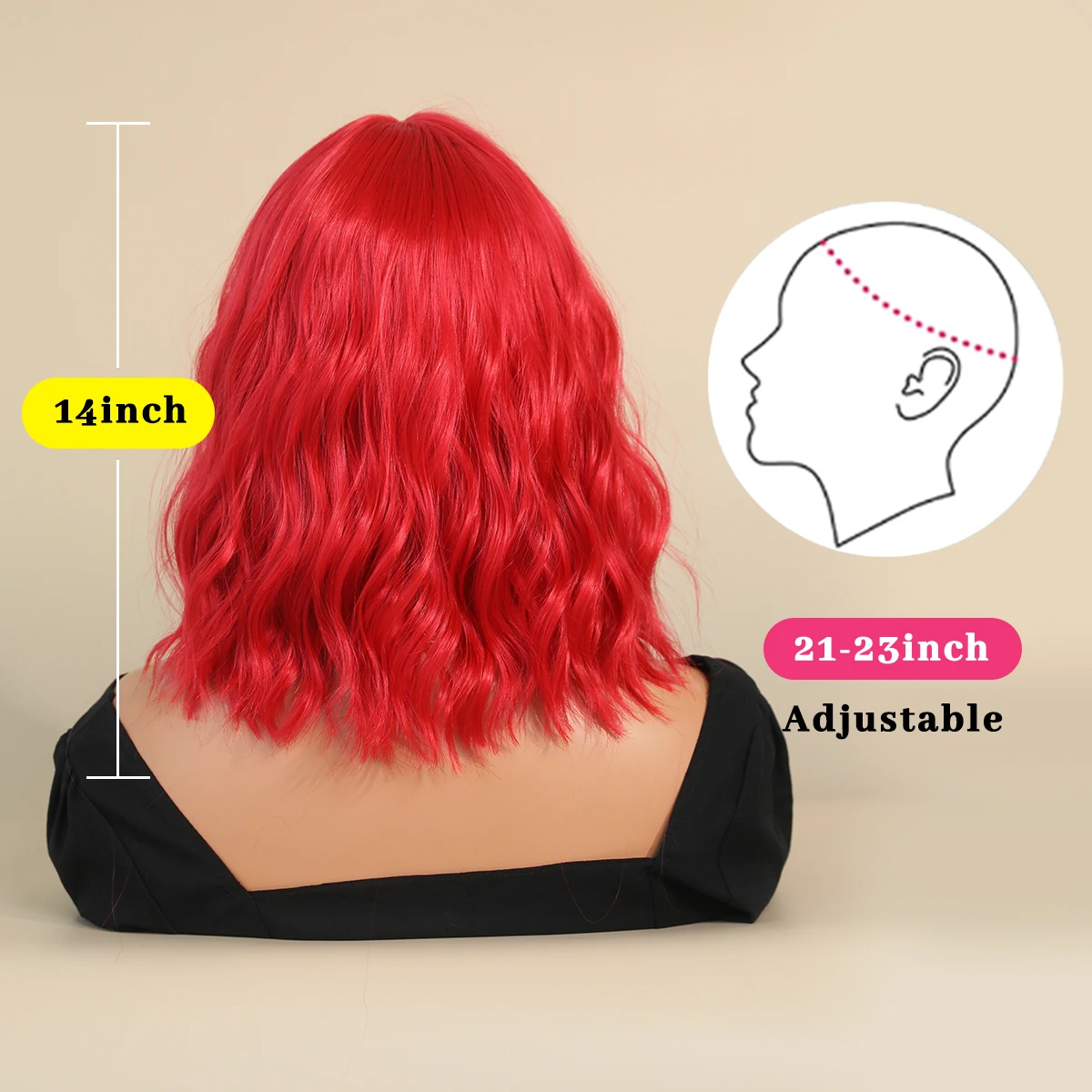 Perruque Rouge Feu Courte Ondulée pour Femmes et Filles - 2